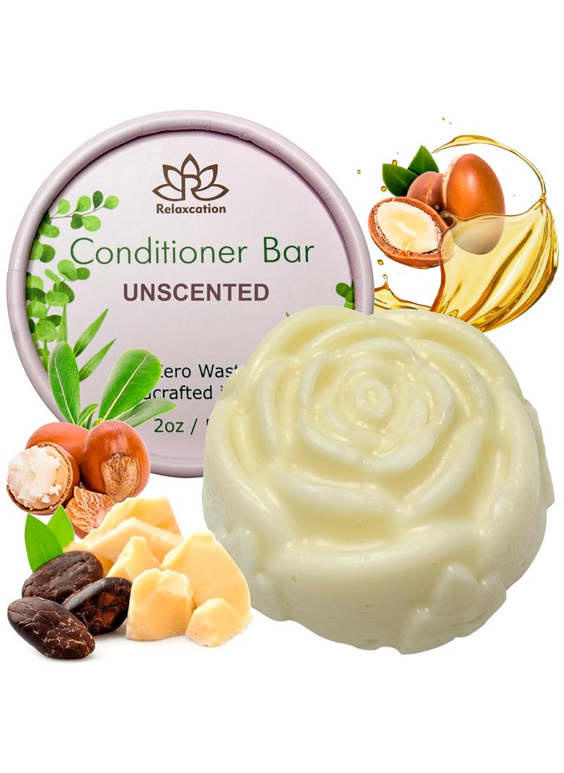 Relaxcation Hair Conditioner Bar For Women and Men  Unscented Softening Moisturizing PlantBased  Shea Butter Coconut Oil Cocoa Butter Jojoba Oil Argan Oil  Handmade in USA 