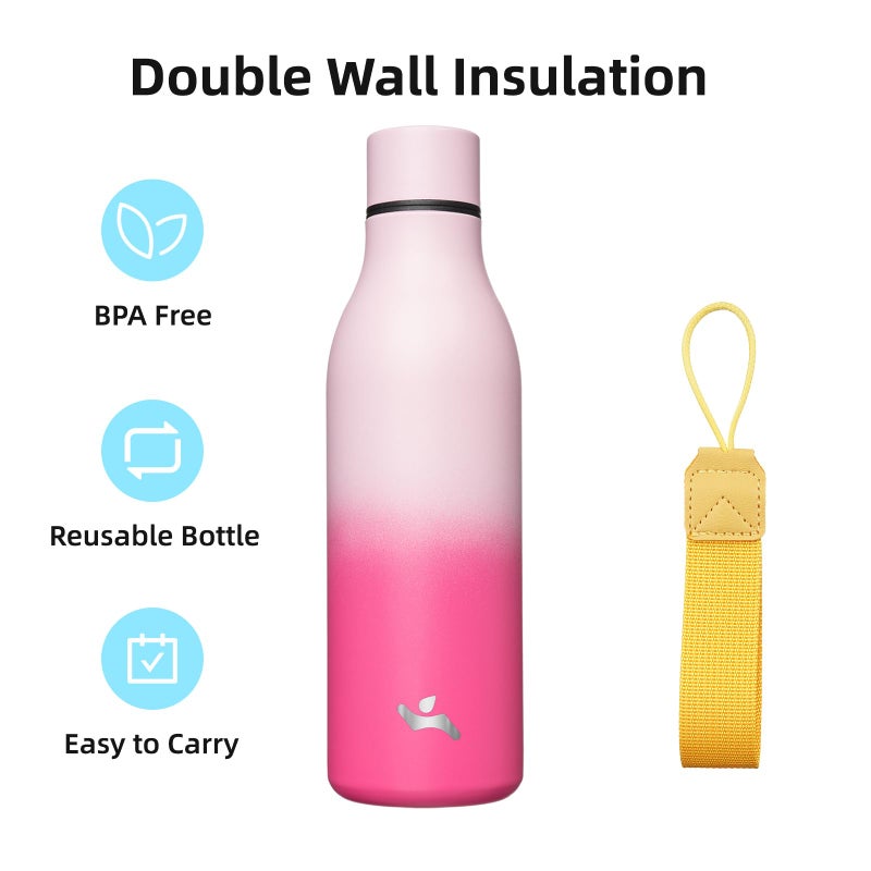 Konokyo Insulated Water Bottle with Strap,25 oz Double Wall Stainless Steel Vacuum Bottles Metal Water Flask,Cherry - Image 3