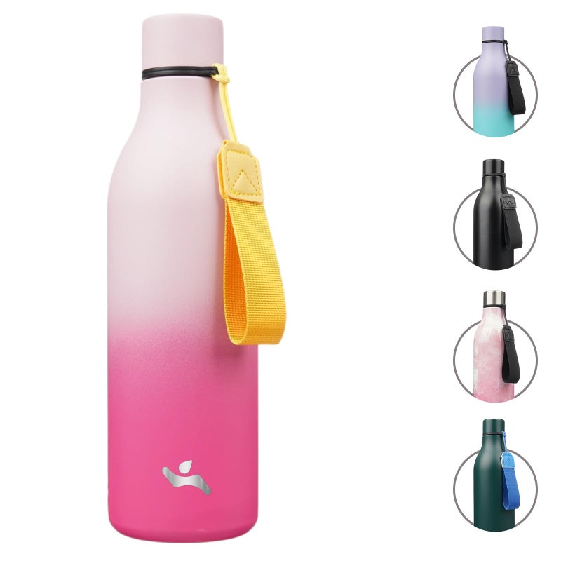 Konokyo Insulated Water Bottle with Strap,25 oz Double Wall Stainless Steel Vacuum Bottles Metal Water Flask,Cherry - Image 1