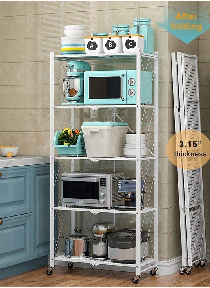 Extra - 5-shelf folding storage cart with swivel wheels - Image 1