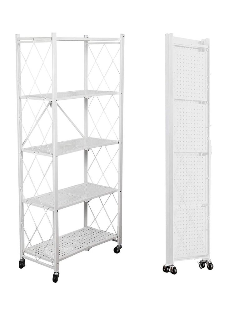 Extra - 5-shelf folding storage cart with swivel wheels - Image 1