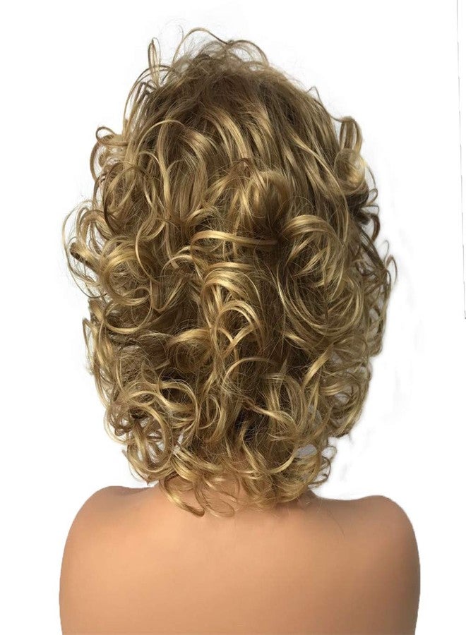 ايمول شعر مستعار صناعي من إيمول للنساء، شعر أشقر مجعد طبيعي متوسط الطول - Image 3