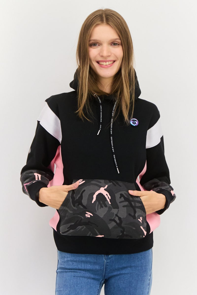 Aape By A Bathing Ape Women Brand Logo Long Sleeves Sweatshirt, Black Combo - Image 1