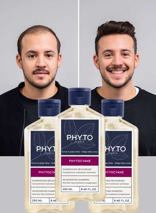 Phyto 3 Pieces Phyto Paris Hair Loss Shampoo Women And Men Invigorating 250ML - Image 1