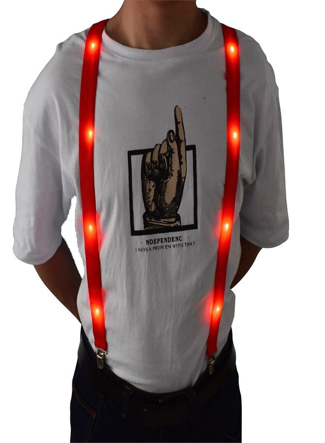 AMNQUERXUS LED Glow Light Up Christmas Suspenders Trouser Braces Y Shape Suspenders Gifts for Men Women (Red) - Image 1