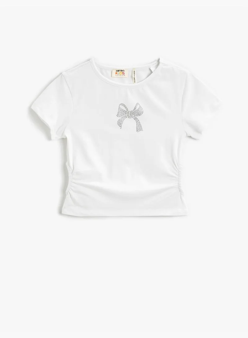 كوتون Cut Out Detail T-Shirt Short Sleeve Cotton