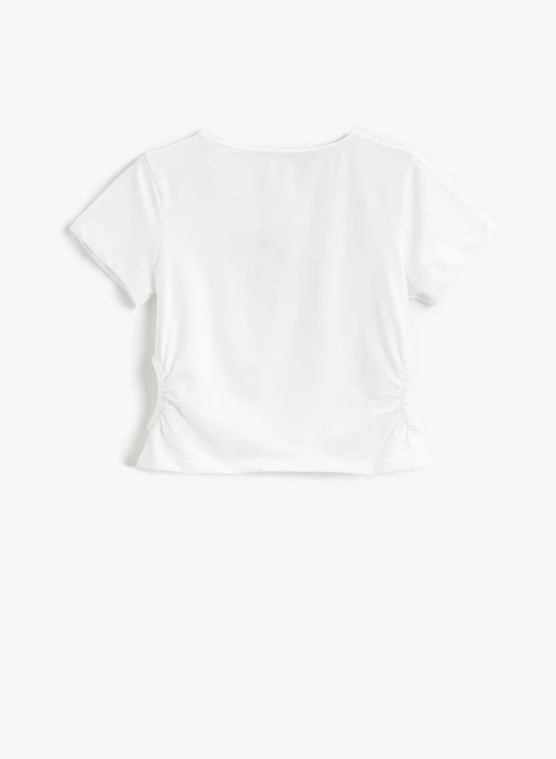 كوتون Cut Out Detail T-Shirt Short Sleeve Cotton