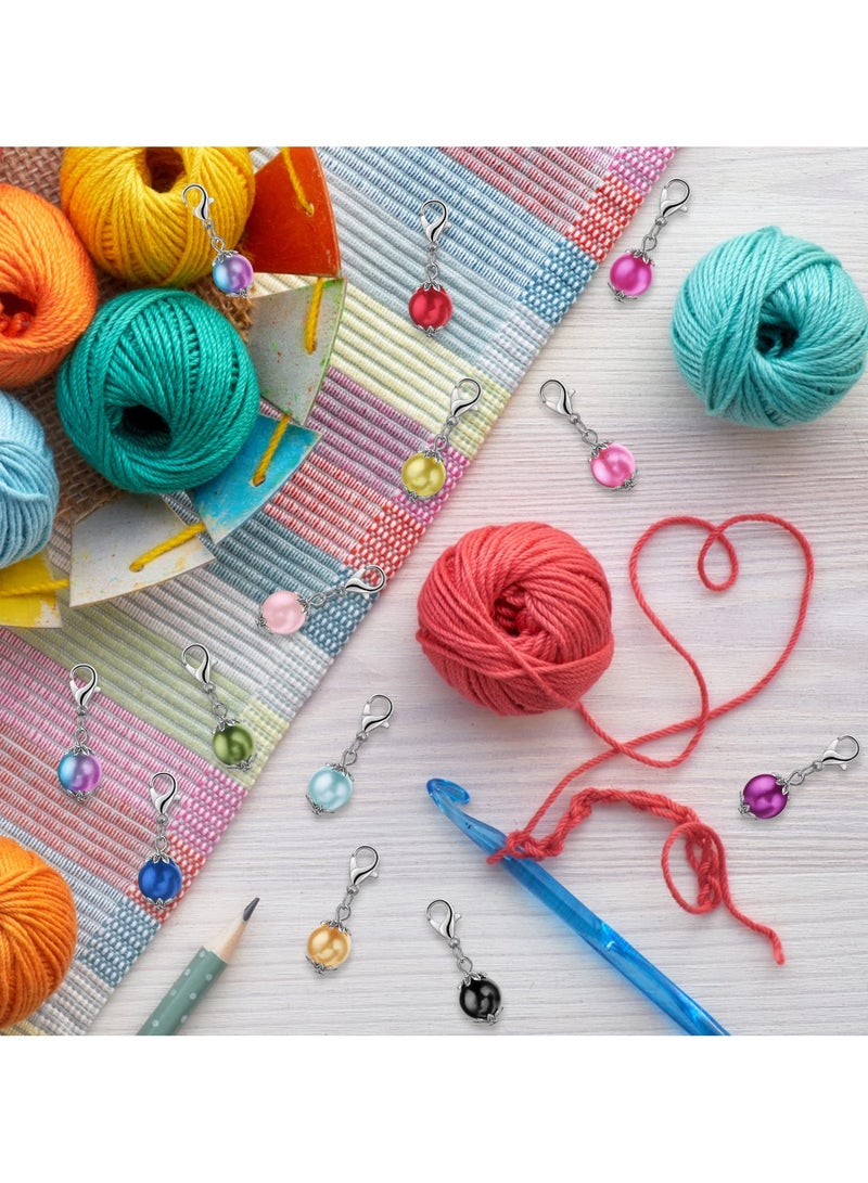 12Pcs Stitch Markers with Lobster Clasp, Beads Stitch Markers Knitting Accessories Knitting Crochet Tools for DIY Handmade Bracelet, Necklace, Zipper Tab - Image 3