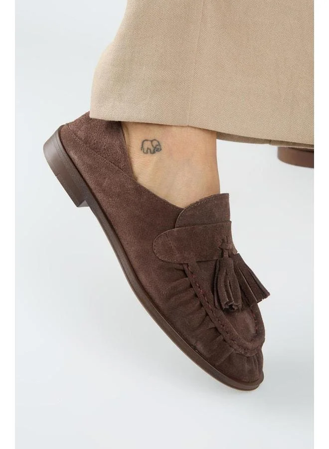Manijero  Mayra Women's Genuine Leather Pleated Tassel Loafer Coffee Shoes. for Women | Best Price UAE