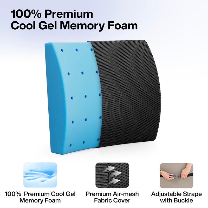 FOVERA Lumbar Support for Chair Orthopedic Back Support Memory Foam Backrest Cushion Designed for Back Pain Relief Ideal Back Pillow for ComputerOffice Chair Mesh Black Standard - Image 4