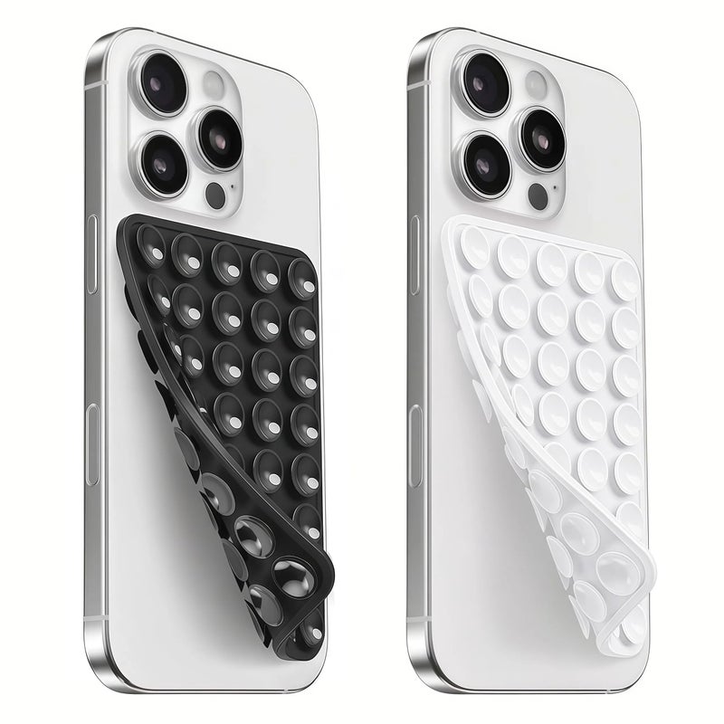 Mnyatr 2 Pack Silicone Suction Cup Phone Case Mount Double Sided, Sticky Phone Grip with Higher Suction Power for Cell Phone, Hands-Free Phone Accessories for Selfies and Videos, Black & White - Image 1