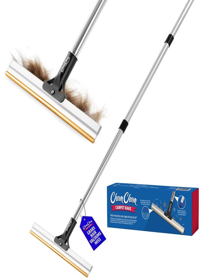 ChomChom Roller ChomChom Carpet Rake - Adjustable Pet Hair Remover Tool Up to 64 in Long - Deep Clean Embedded Pet Hair with Teeth Technology - Reusable, Quiet - for Carpets, Stairs, Rugs, Pet Beds, Cars & More - Image 1