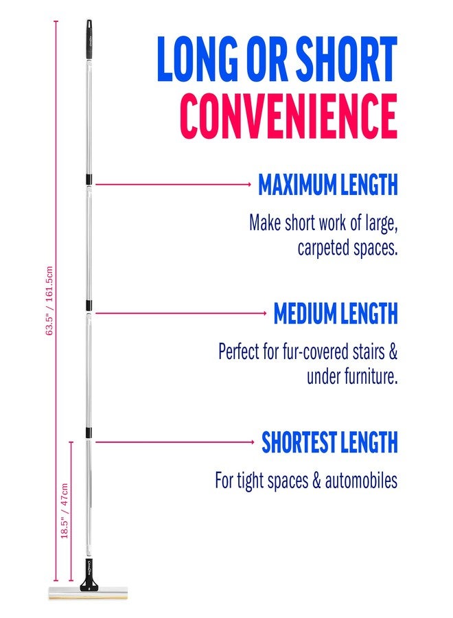 ChomChom Roller ChomChom Carpet Rake - Adjustable Pet Hair Remover Tool Up to 64 in Long - Deep Clean Embedded Pet Hair with Teeth Technology - Reusable, Quiet - for Carpets, Stairs, Rugs, Pet Beds, Cars & More - Image 3