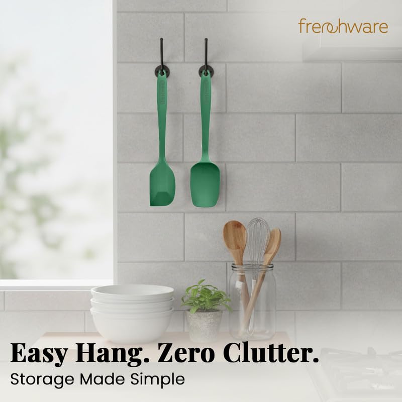 Frenchware Set of 2 Non-Stick Premium Silicone Spatula & Spoonula for Cooking, Baking & Mixing, Heat-Resistant up to 230°C, Food-Grade & BPA-Free, Dishwasher Safe, Ergonomic Handle, Herb Green - Image 5