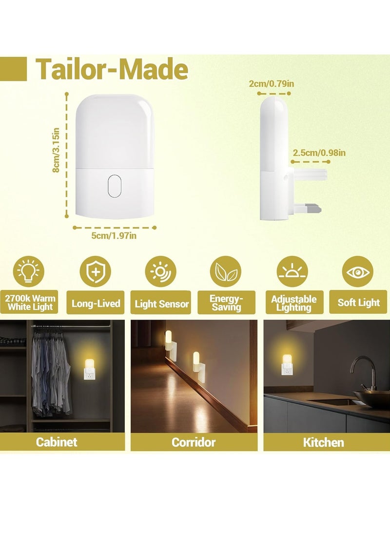 LED Night Light,2Pack LED Night Light Plug in Wall with Dusk to Dawn Photocell Sensor, 2700K Warm White Sleep Light Brightness Adjustable for Children's Room, Stairway, Bedroom, Kitchen - pzsku/Z18DB9C878FD662C878CEZ/45/_/1736313020/1199bb54-17ba-4079-9c02-2a6f74975493