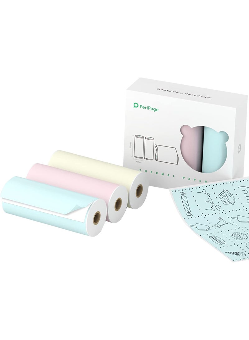 PeriPage 77×30mm Thermal Paper 3-Rolls/Box  Multicolor - Image 1