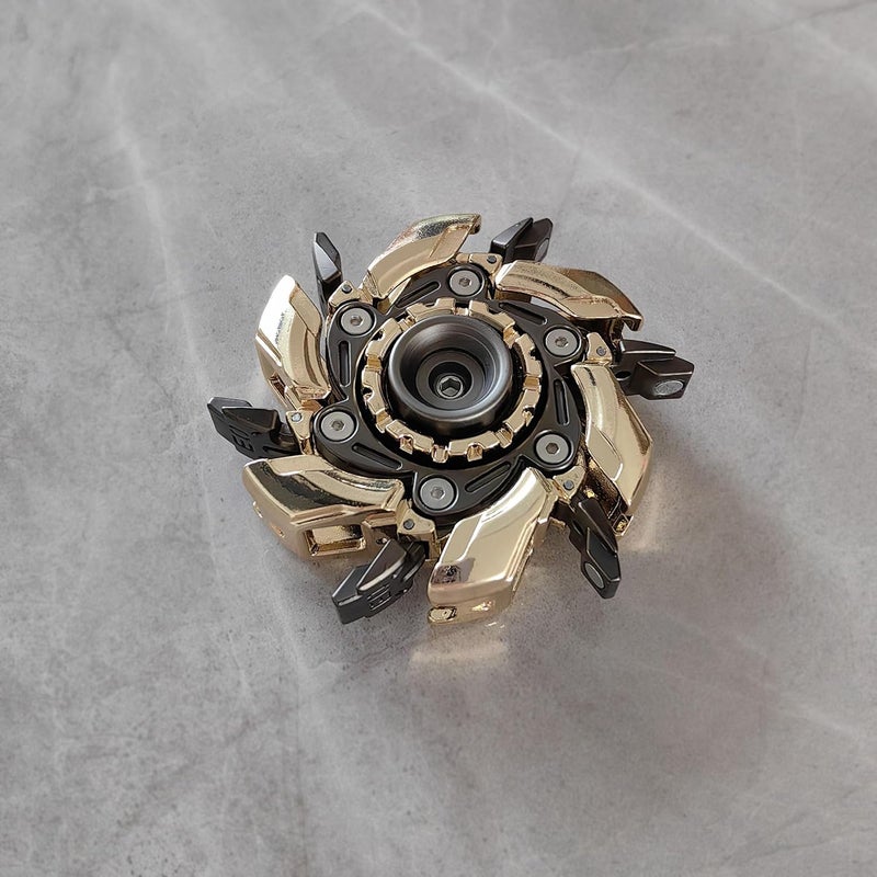 T-Conceal EDC Fidget Sliders Open Armor Spinning Top ألعاب تحريك للبالغين لتخفيف التوتر من المعدن الم��ناطيسي (ذهبي رمادي) - Image 3