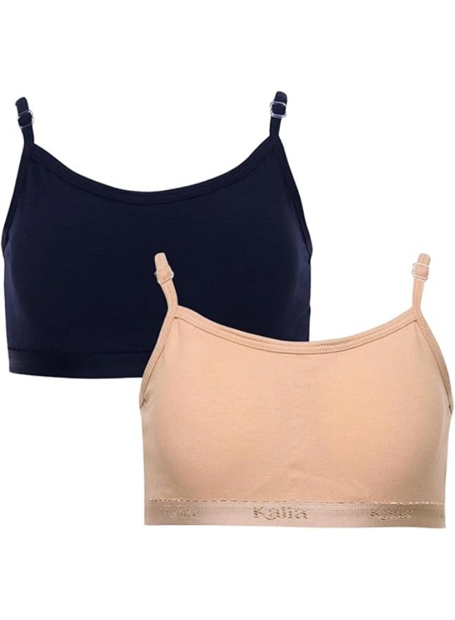 Kalia Pack 2 Women's Adjustable Strap Cotton Padded Sports Bra