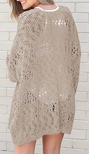 Ermonn Womens Crochet Cardigan Sweater Kimonos Boho Solid Color Oversized Summer Open Front Outwear - Image 3
