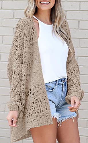 Ermonn Womens Crochet Cardigan Sweater Kimonos Boho Solid Color Oversized Summer Open Front Outwear - Image 2