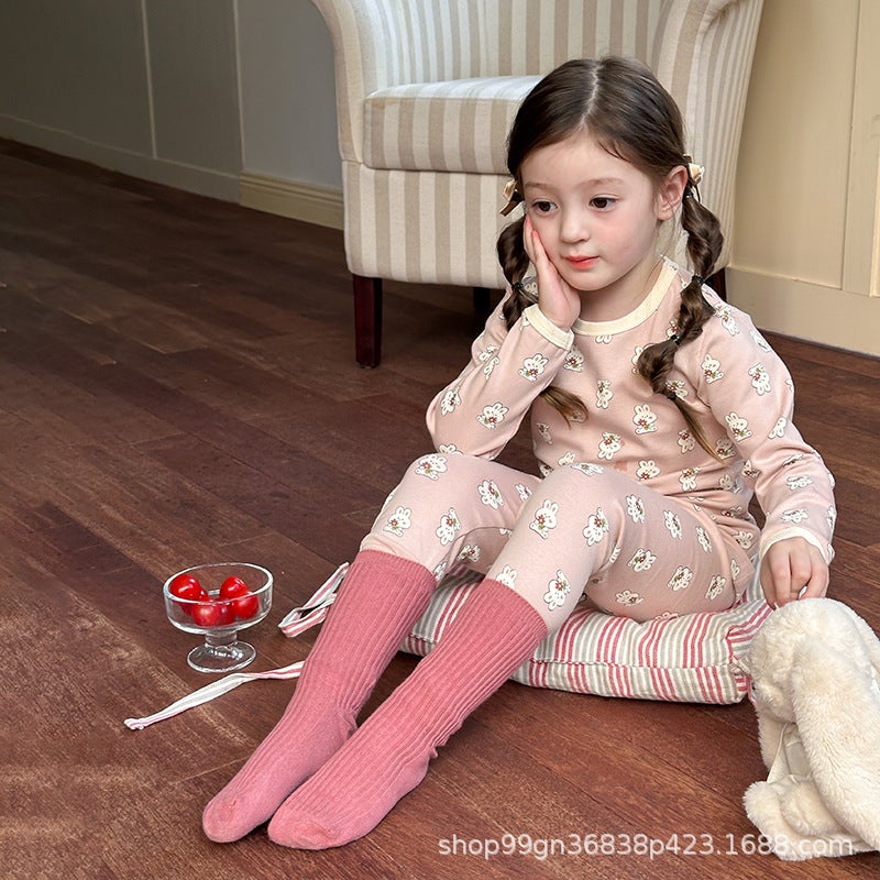 Children'S Cotton Underwear Suit Girls' All Cotton Thick Children'S Autumn Clothes And Trousers Baby Children'S Girls Warm Boys' - Image 1