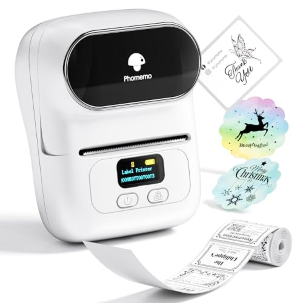 Label Maker Machine - M110 Portable tooth Thermal Label Printer. Sticker Maker, Barcode Printer for Clothing, Jewelry, Retail, Mailing, support Arabic and English, For iOS and Android