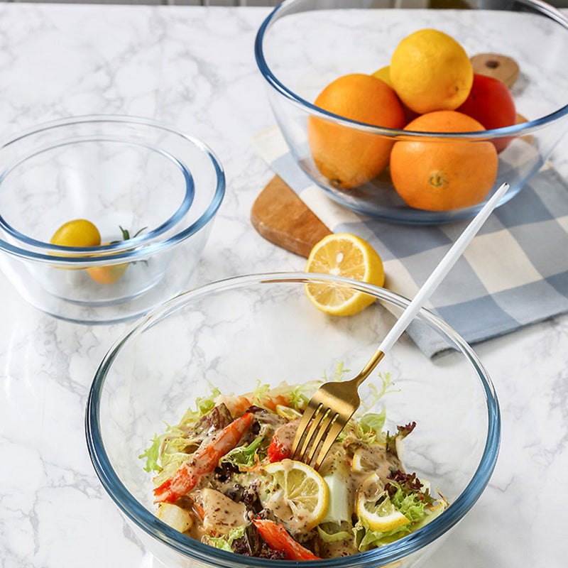 🍳 وعاء زجاجي للطعام السلطة تصميم متين مع خاصية التكديس لتنظيم المطبخ - Image 3