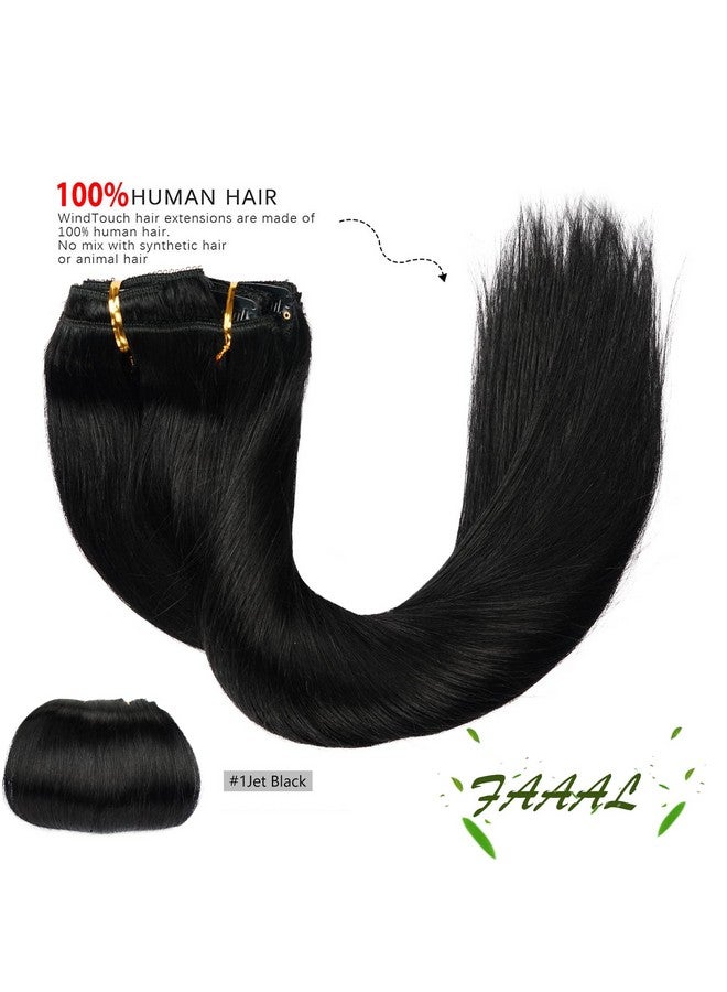 FAAAL 18" Clip In Human Hair Extensions Full Head 150G 7 Pieces 16 Clips Jet Black Double Weft Brazilian Real Remy Hair Extensions Thick Straight Silky (18"150G 1) - Image 4