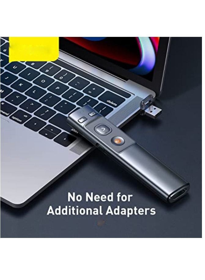 مؤشر عرض مقدم لاسلكي مع مؤشر ليزر وجهاز استقبال بلوتوث USB / Type-C 10 × 3 × 2 سم