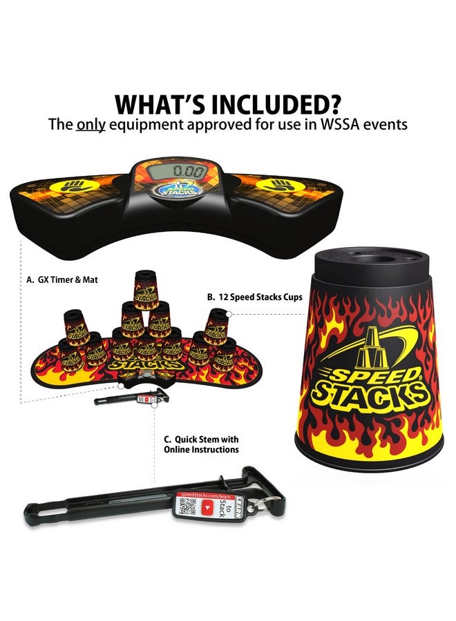 SPEED STACKS Competitor - Black Flame | 12 Cups, Holding Stem With Gx Timer And Mat | Sport Stacking - Image 2