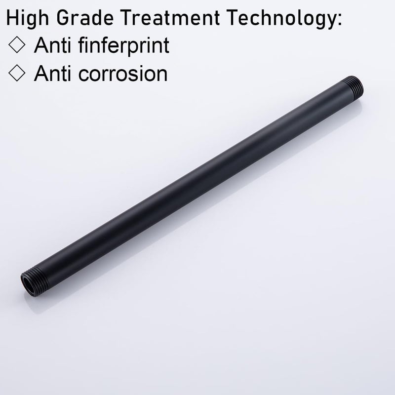Random Shower Arm with Flange,12 Inches Ceiling Mount Shower Head Extension Arm Straight Arm Ceiling-Mounted For Fixed Shower Head,Matte Black.RD91038-12MB - Image 3