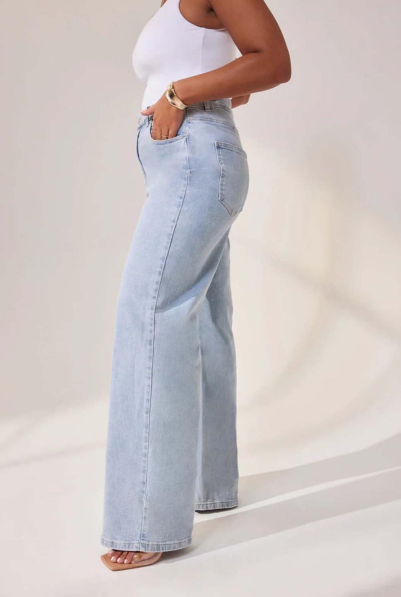 KOTTY Women’s Blue High Waist Wide Leg Trendy Loose Fit Denim Jeans for Casual & Street Style(Blue,XXL)-KTTLADIESJEANS3136XXL - Image 4