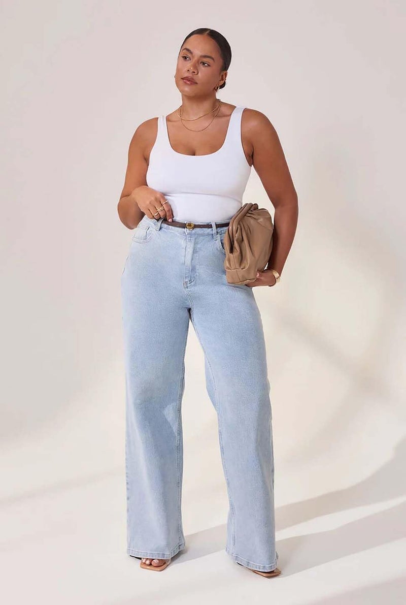 KOTTY Women’s Blue High Waist Wide Leg Trendy Loose Fit Denim Jeans for Casual & Street Style(Blue,XXL)-KTTLADIESJEANS3136XXL - Image 5