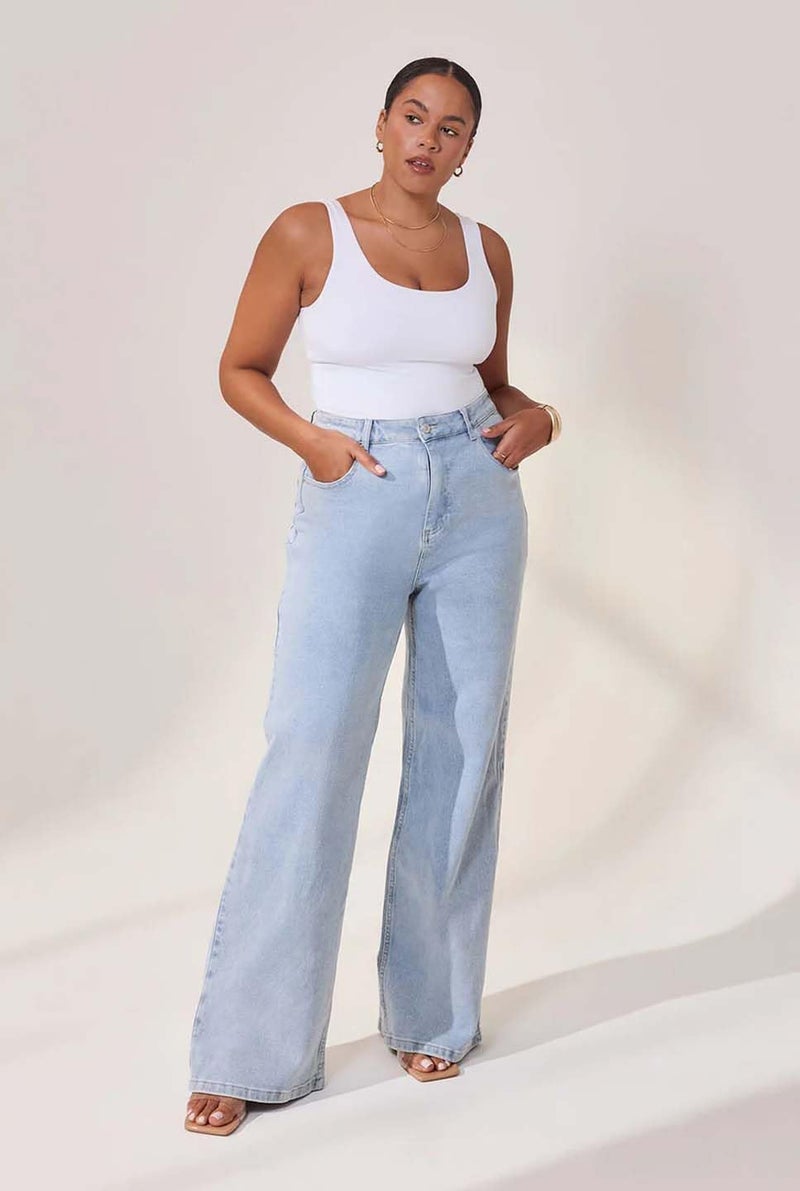 KOTTY Women’s Blue High Waist Wide Leg Trendy Loose Fit Denim Jeans for Casual & Street Style(Blue,XXL)-KTTLADIESJEANS3136XXL - Image 3