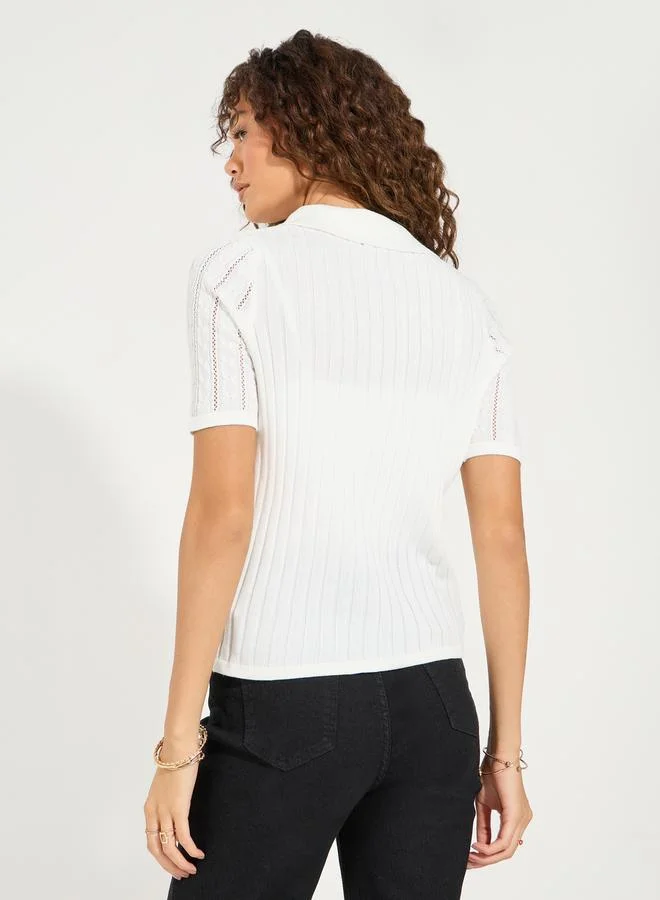 Styli Cable Knit Pattern Regular Fit Shirt