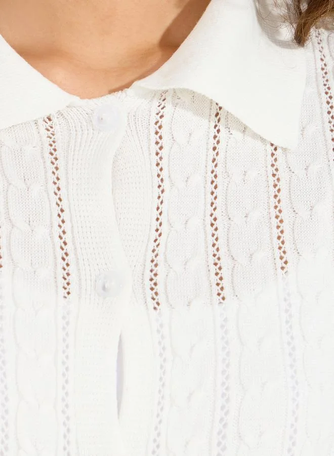 Styli Cable Knit Pattern Regular Fit Shirt