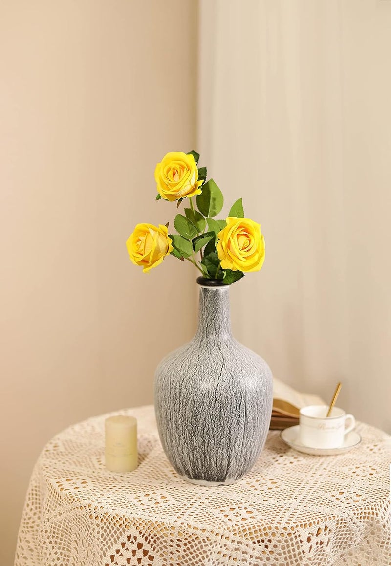 Luyue 10 Pack Artificial Velvet Roses Fake Yellow Rose Silk Flowers with Stem Floral Gift for Wedding Arrangement Party Home Decor-Yellow - Image 2