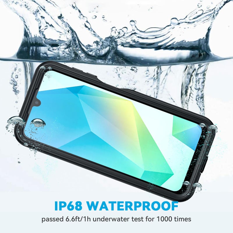 Lanhiem for Samsung Galaxy A16 5G Phone Case, IP68 Waterproof Dustproof, Built-in Screen Protector, Rugged Full Body Shockproof Protective Cover for Samsung A16 5G / 4G 6.7", Black/Clear - Image 2