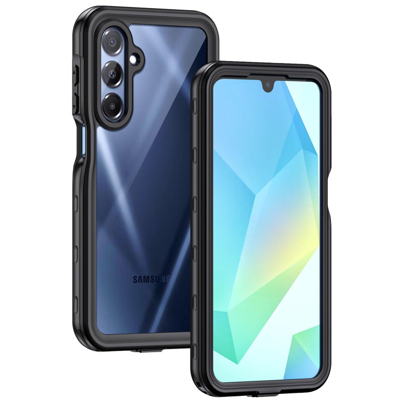Lanhiem for Samsung Galaxy A16 5G Phone Case, IP68 Waterproof Dustproof, Built-in Screen Protector, Rugged Full Body Shockproof Protective Cover for Samsung A16 5G / 4G 6.7", Black/Clear - Image 1