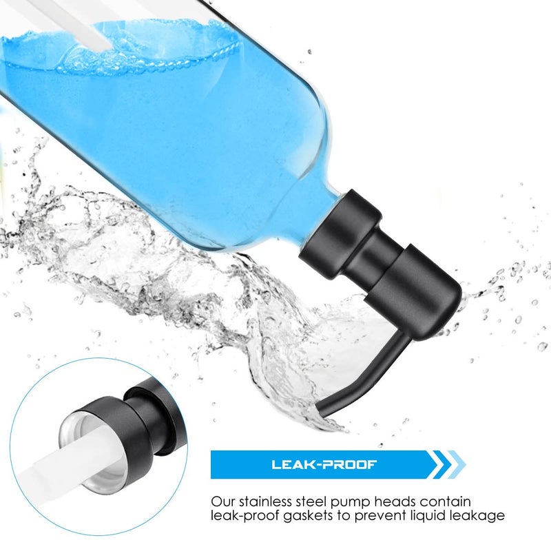 Arktek 2 Pack Glass Soap Dispenser - Clear Dish Soap Dispenser For Kitchen  Refillable Liquid Hand Soap Dispenser With Rust Proof Stainless Steel Pump For Bathroom  Countertop  Black Pump 17Oz/ 500 Ml - Image 3