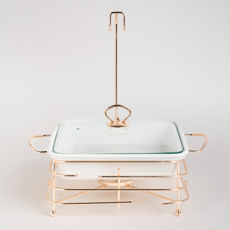 La Mesa Square Food Warmer Set With Candle Stand Silver - Image 3