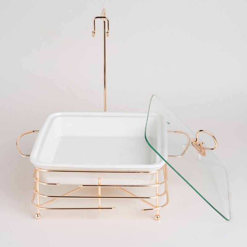 La Mesa Square Food Warmer Set With Candle Stand Silver - Image 4