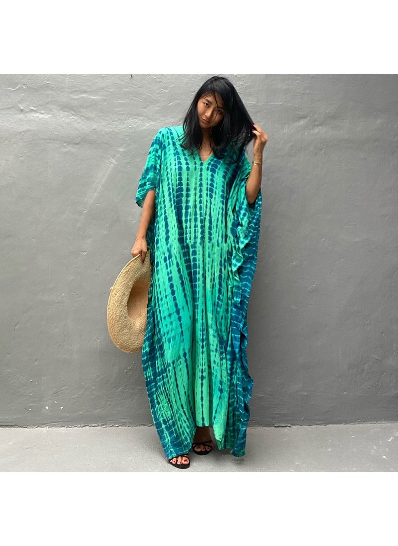 Generic Blue Ombre Maxi Dress Beach Cover-Up Blue-Green (ZS1657-27) 