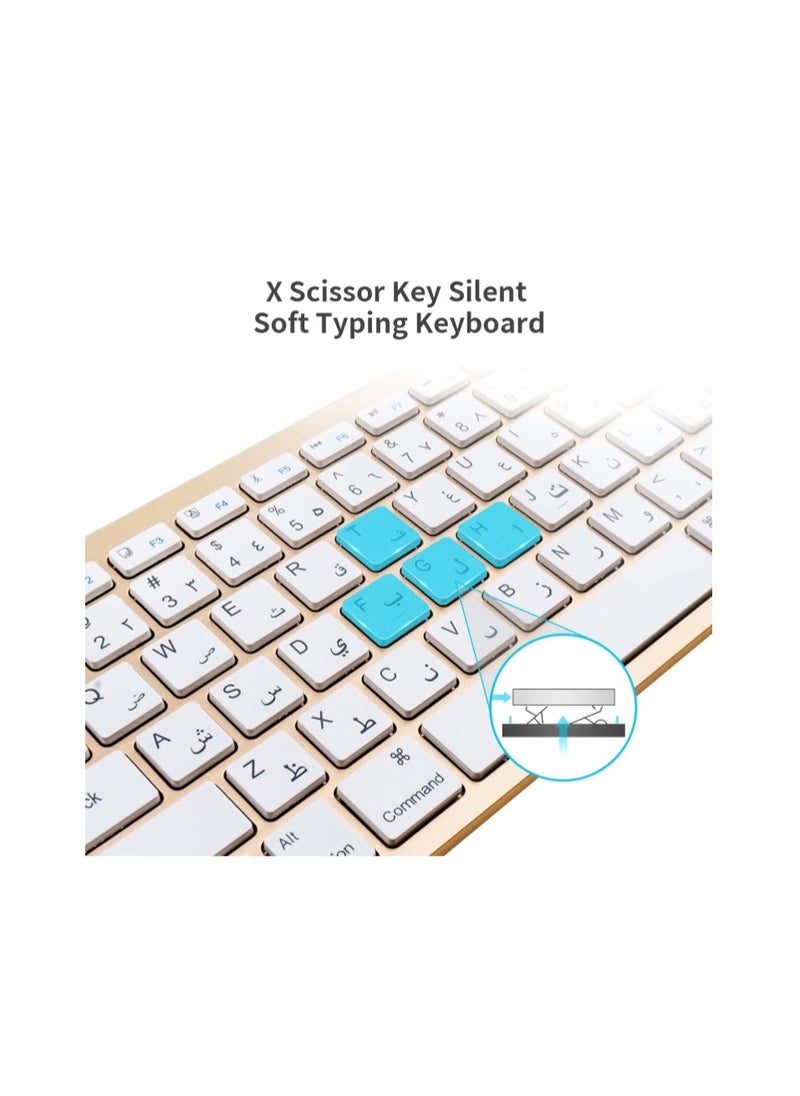 Generic - ELE3ST Ultra-Slim Wireless Bluetooth Keyboard, Arabic and English 78 Scissor Switch Keys with 14 Shortcut Keys, Compatible with iPad Pro, iPad Air, iPad Mini, All iOS iPhones for Office, Travel - Image 1
