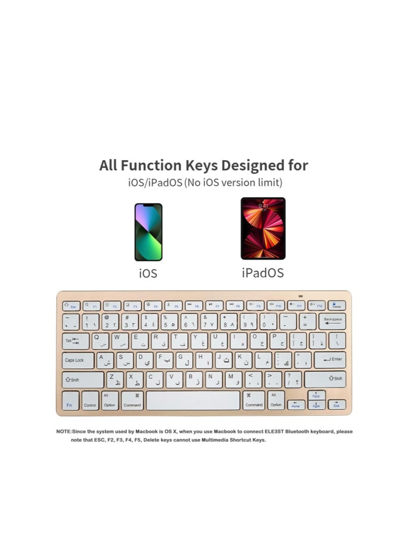 Generic - ELE3ST Ultra-Slim Wireless Bluetooth Keyboard, Arabic and English 78 Scissor Switch Keys with 14 Shortcut Keys, Compatible with iPad Pro, iPad Air, iPad Mini, All iOS iPhones for Office, Travel - Image 1