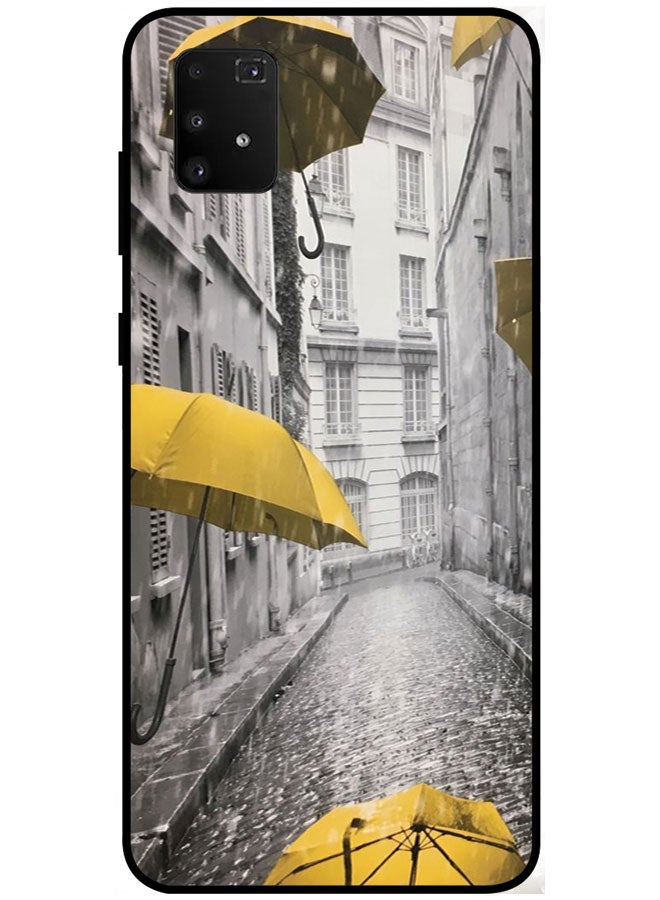 EYE CATCH Protective Case Cover For Samsung Galaxy A91 Smart Series Printed Protective Case Cover for Samsung A91 Golden Umbrella - Image 1