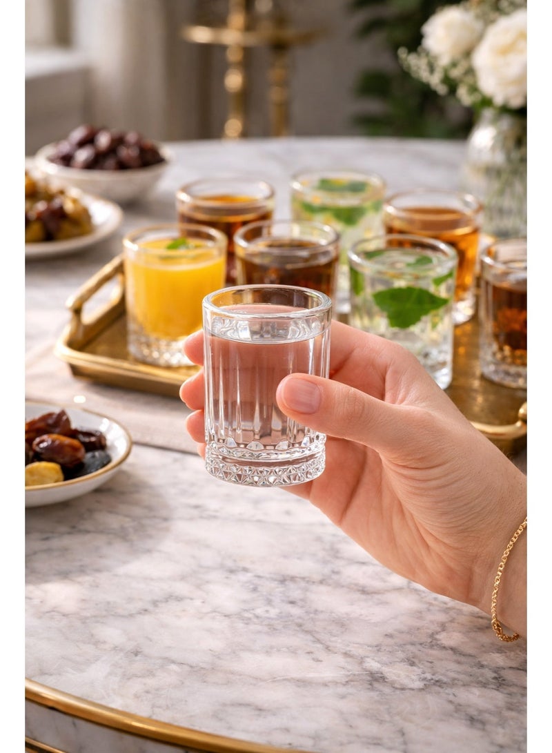 لومينارك ✨ طقم كاسات زجاج شفاف فاخر – 12 قطعة | ارتفاع 7 سم | تصميم أنيق للضيافة اليومية والمناسبات 🥂 - Image 1