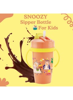 Nabhya Nabhya Snoozy Stainless Steel Sipper Water Bottle, BPA-Free Multi Cartoon Design Baby Sipper Kids Water Bottle with Straw and Both Side Handle Sipper Bottle for Kids (Orange)  - Image 3