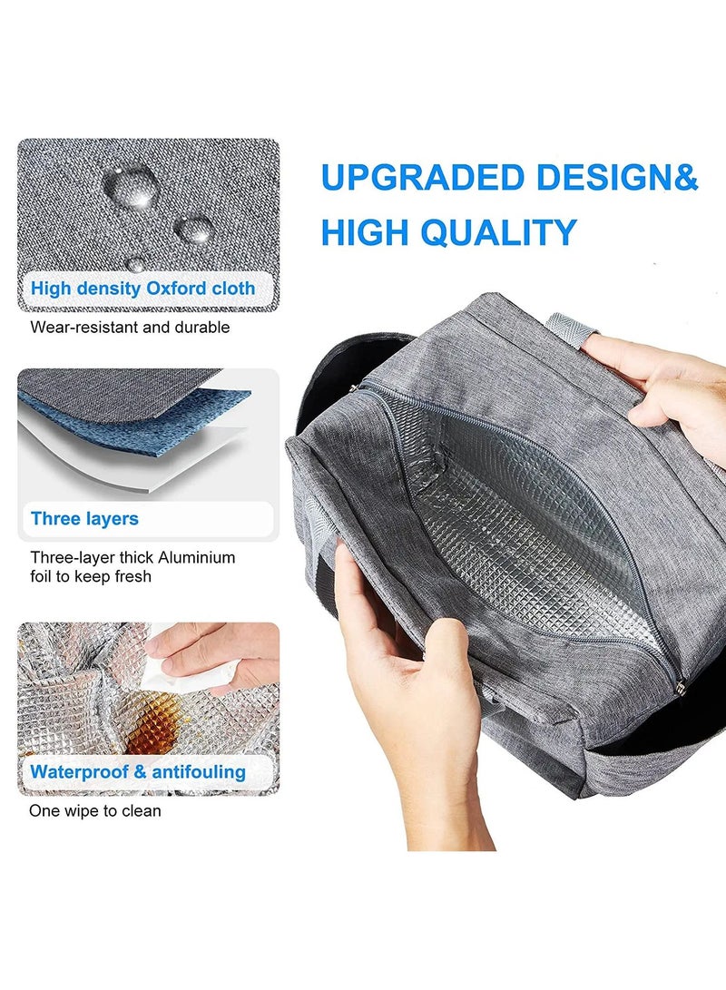 Arabest Insulated Lunch Bag with Dual Side Pockets, Thermal Lunch Tote Box Bag for Women Men and childern 9.8" х 9.8" Size Lightweight for Work Picnic School Office Black  - Image 3