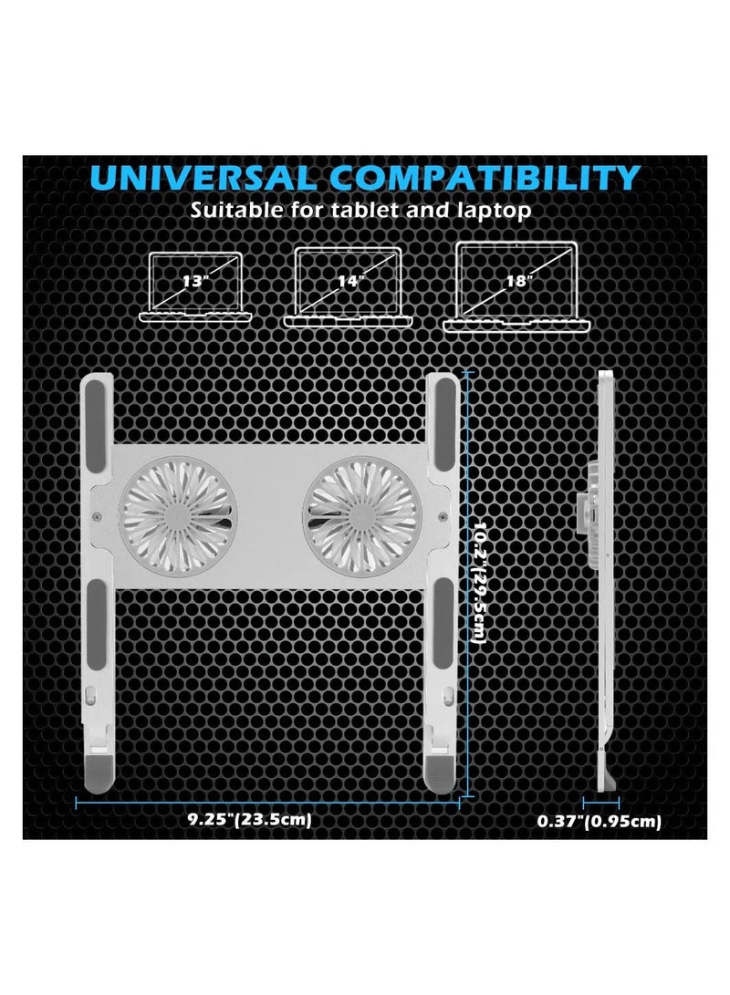 Arabest Laptop Stand Cooling Pad Adjustable For Desk Foldable Riser Portable Aluminum Alloy Cooler Holder With Quiet Fans At 2700 Rpm Compatible 10-17.3" Notebook  - Image 5